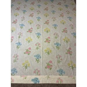 Vtg Wamsutta Queen Flat Sheet Supercale Plus Made in USA Floral Spring Flowers